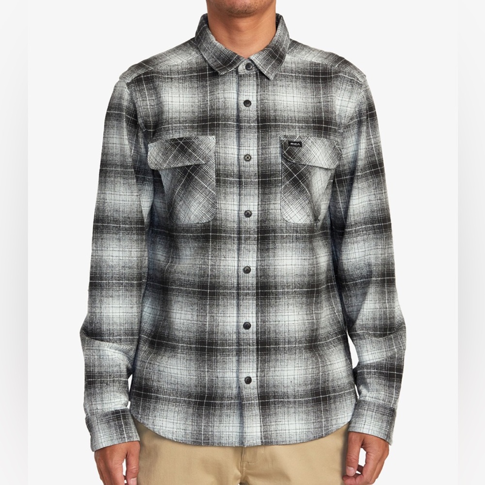 RVCA | Black and White Plaid Flannel Shirt | Sz Lg